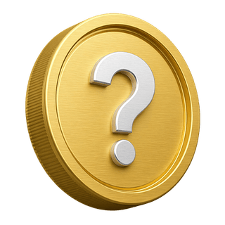 En la página de preguntas frecuentes, moneda de oro 3D ornamental con un signo de interrogación